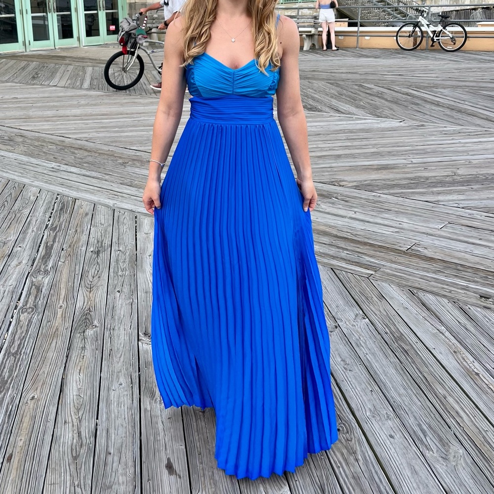 Express pleated color block side cutout dress